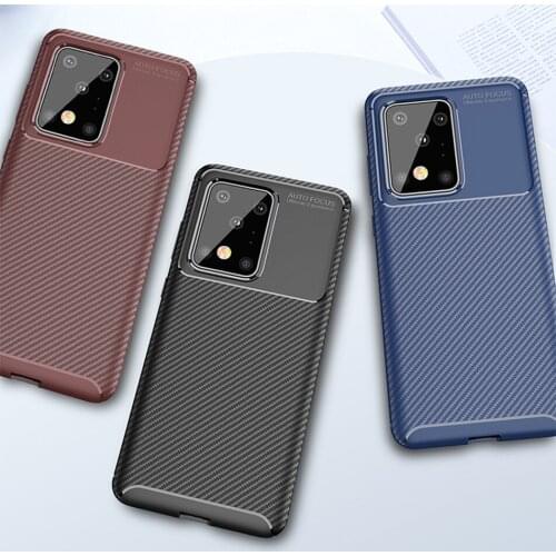 Business Carbon Fiber Case For Samsung Galaxy S20 Plus Cover Luxury TPU Slim Silicone Case for Samsung S20 Ultra Cover For S20