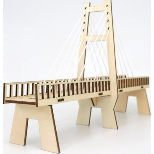Childrens manual assembling material package for making cable-stayed bridges by childrens toy scientific experiment model