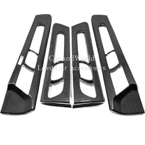 For Volvo XC40 2017 2018 2019 Interior door Bowl Protector Handle Frame Panel Cover Trims Carbon Fibre Car Styling Accessories