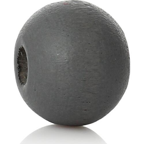 DoreenBeads Wood Spacer Beads Round Dark Gray About DIY Making Bracelets Jewelry Gifts 8mm Dia, Hole: Approx 2.4mm-2.8mm, 85PCs