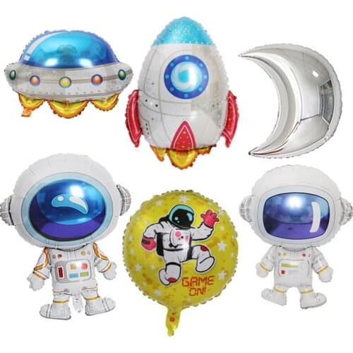 Toy balloon cartoon astronaut rocket spaceship balloon kids universe theme birthday party decoration aluminum foil balloon