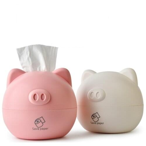 Cartoon piggy tissue box household paper roll paper storage box Round Shaped Tissue Box Container Towel Napkin Tissue Holder