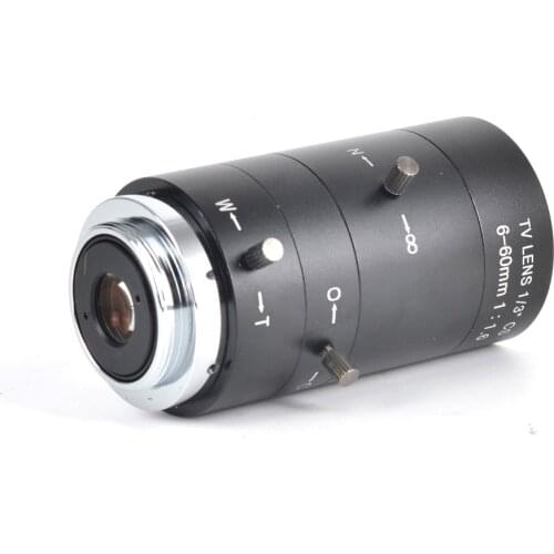 6-60mm Manual Iris Zoom CCTV Camera Lens 1/3" CS-Mount Zoom Lens 1:1.6 for DIY Night Vision