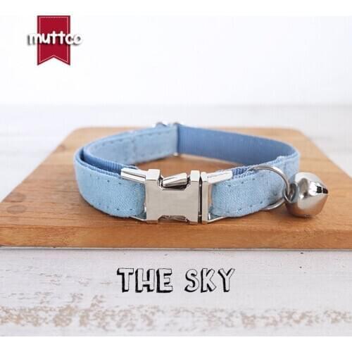 MUTTCO retailing cool plaid collar handmade cat collar THE SKY 2 sizes cat collar and bow tie UCC032