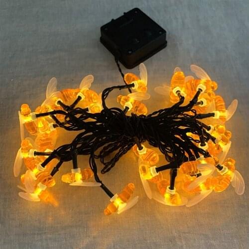 Bee LED Light String Holiday Lights Garland Battery USB Operated Fairy Wedding Ramadan Diwali Christmas Decoration