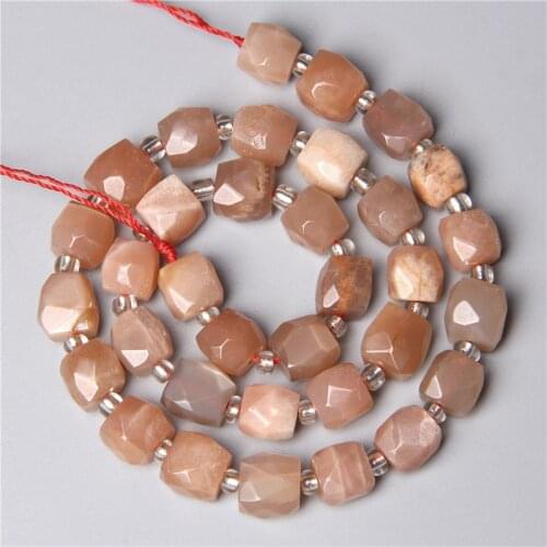 Natural Quality Faceted Cube Sun stone Beads Loose Sunstone Tube Spacer Beads For Jewelry Making Bracelet Necklace Accessories