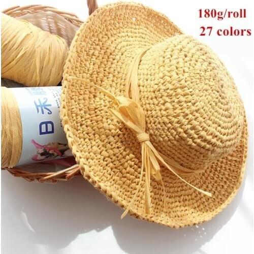 180g/roll Rattan Thread Crochet Yarn For DIY Knitting Summer Straw Hat Handbags Material Rope Hand Knitting Yarn