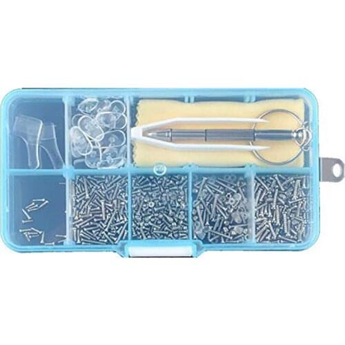 Eyeglass Sunglass Repair Kit with Screws Tweezers Screwdriver Tiny Mini Screws Nuts Assortment Glasses Repair Nose Pads