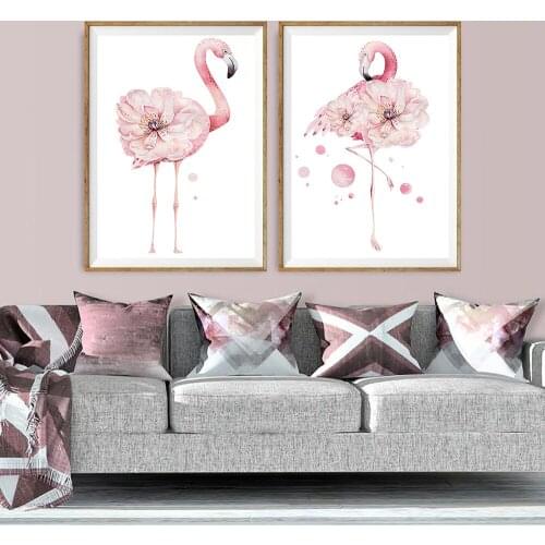 Pinks Flower Flamingo Animal Print Wall Art Motivational Typography Painting No Frame Pictures