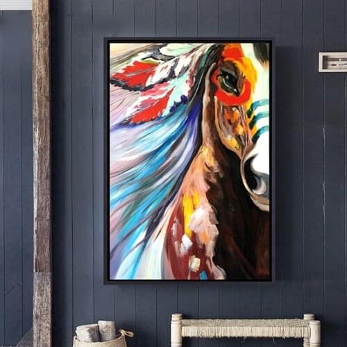 Hand painted canvas wall art abstract horse oil painting modern decorative artwork for bedroom