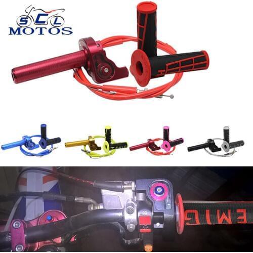 Sclmotos- CNC Aluminum Twist Throttle Grips with Cable with Handle Grips For Suzuki RM 80 85 125 250 for KTM DUKE Pit Dirt Bike