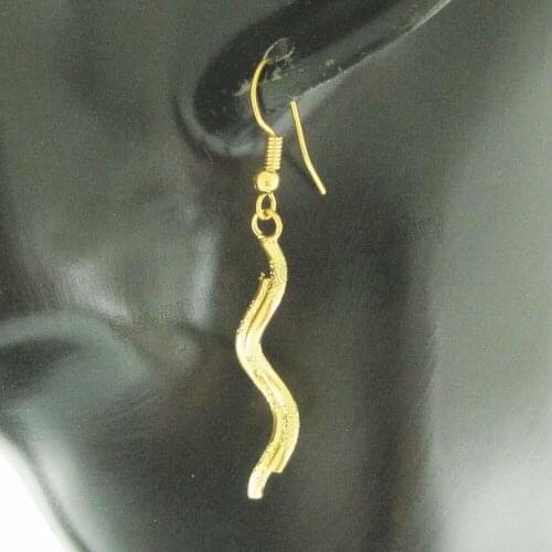 EARRING TWIST PART SHAPED DANGLER TALL 50MM 1.97" WIDTH 3MM 0.12" - GOLD OVERLAY GP/MIN ORDER 10$ CAN MIX DESIGN