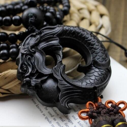 Ancient Chinese mythology black dragon ornaments Wood Carving Statue Sculpture Amulet Car Pendant SW015B#30 car decor