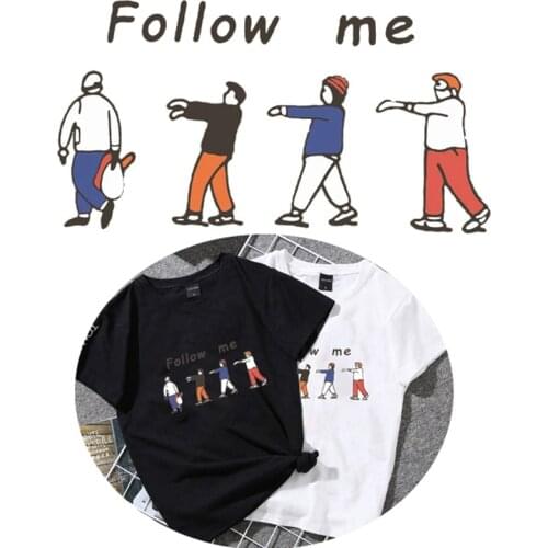 T shirt Heat Transfer Printing Follow Me letters Pvc Patch for Clothes Iron on Transfer Patches for Clothing 3d Stickers