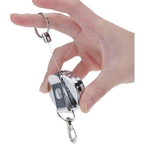 Outdoor Accessories Full Metal Retractable Reel Recoil Pull Key Ring Chain Steel Wire Belt Clip Elastic Key Holder