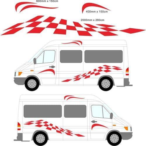 HotMeiNi 140*43.5CM 2M Motorhome Vinyl Graphics (one for each side) Stickers Decals Set Camper Van RV Caravan Horsebox