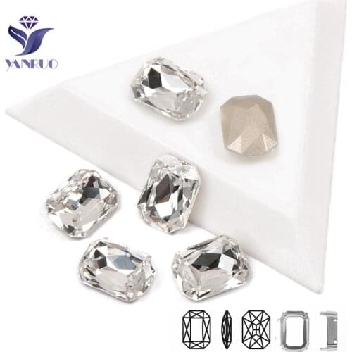 YANRUO 4627 Octagon Clear Crystal Glass Sewing Diamond K9 Crystals Stones Stones For Needlework Jewelry Stones Wedding Decor