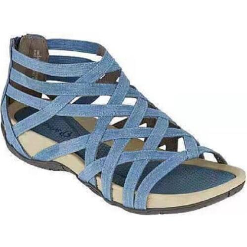 2021 Spring and Summer Plus Size Ladies Sandals Breathable Adult Sports Black Fish Mouth Viscose Shoes Roman Womens Peep Toe