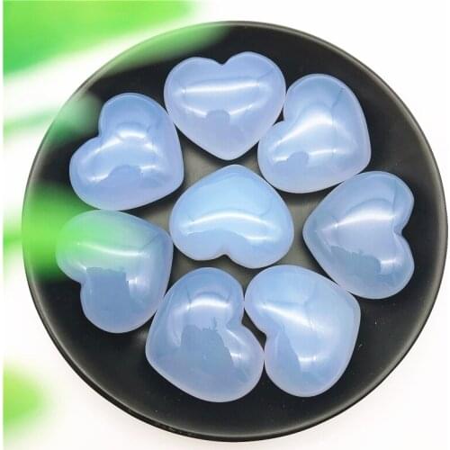 1PC Natural Big Blue Chalcedony Heart Shaped Crystal Gemstone Meditation Healing Chakra Polished Natural Stones and Minerals