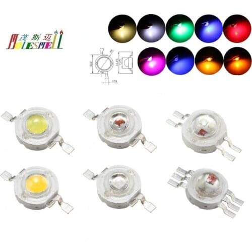 10pcs 1W High Power LED Chip 1W Red Yellow Blue Green White Orange Purple Pink Warm white RGB SMD DIY COB Light Lamp Beads Diode