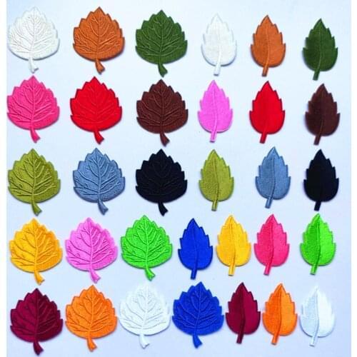 100pcs/lot Embroidery Patch tree leaf forest Clothing Decoration Backpack sewing Accessories Diy Iron Heat Transfer Applique