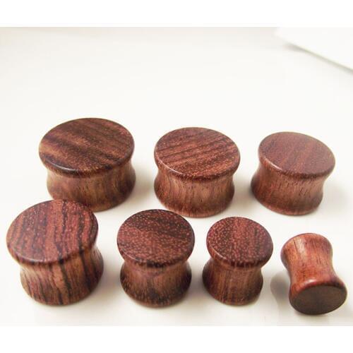 2Piece Solid Choose Size Saddle Ear plug Wooden Ear Plugs Concave Wood Flesh Tunnel Taper Stretcher