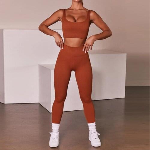 2021 Women Seamless Fitness Yoga Set Sports Suits Sportswear Stretchy Workout Yoga Suit Gym Clothes High Waist Sport Leggings