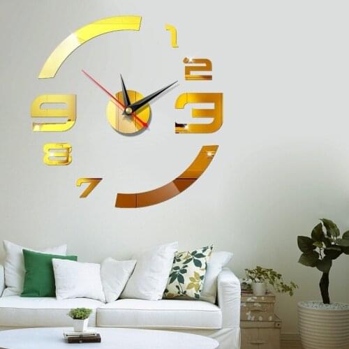 3D DIY Acrylic Wall Clock Modern Design Sticker Wall Clocks Art Decal Sticker Home Decor Living Room Quartz Needle