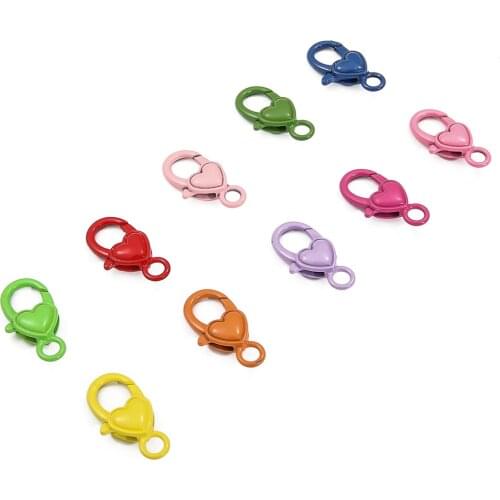 4PCS/Lot Colorful Heart Keychains Lobster Clasps Hooks Key Chain Key Rings For DIY Jewelry Making Pom Pom Keychain Findings