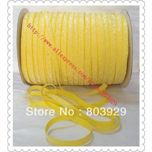 5/8" Stretch Daffodil Metallic Velvet Ribbon Sparkle Ribbon Elastic Frosted Daffodil Glitter Ribbon
