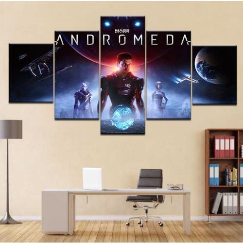 Game mass_effect 5 panel Poster canvas Frame art print home wall decor wall Modular picture digital print modern