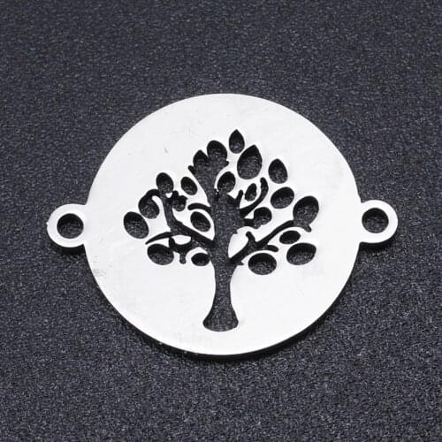 5pcs/lot 100% Stainless Steel Life Tree Connector Charms Wholesale Bracelets Pendants Jewelry Making Charms