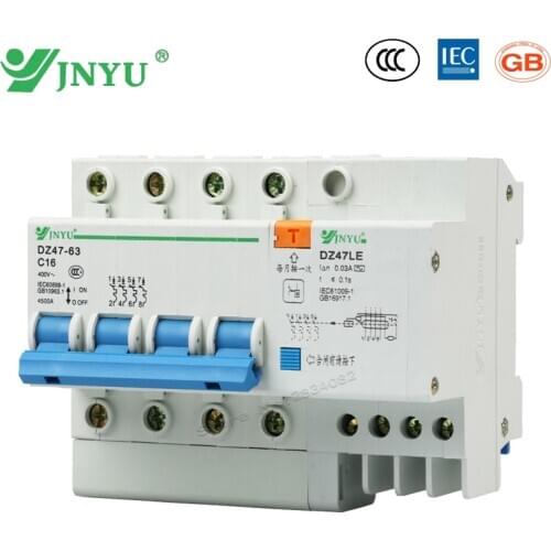 4P+N 4 poles 16A 400V~ small earth leakege circuit breaker household leakege Residual over current protection RCBO DZ47LE-C16-4p