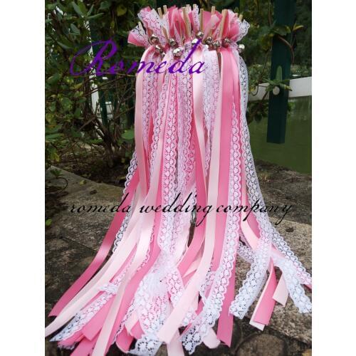 FREE SHIPPING-50pcs/lot Dark pink and Light pink party ribbon wands for wedding party ,birthday party