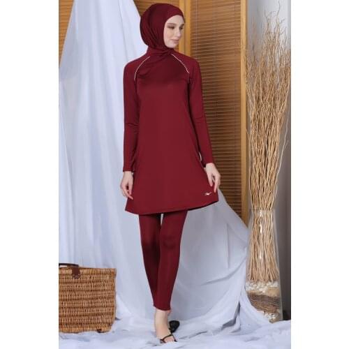 Womens Long Sleeve The Tights Hijab swimwear 20115 maroon