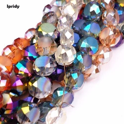 Rainbow Plated Faceted Bread Crystal Glass Beads Mixed multicolor Spacer Bead DIY women choker necklace jewelry making