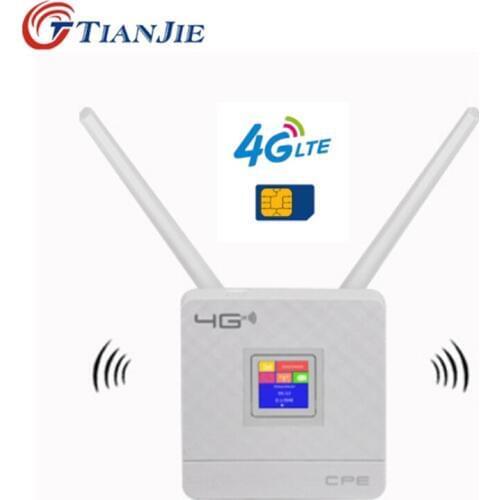 TIANJIE RJ45 WAN/LAN Router 4G WIFI LTE Unlock CPE 300Mbps Wireless SimCard+Antenna+Ethernet Port Hotspot Broadband Modem Dongle