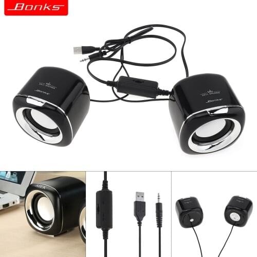 Bonks Dx11 Mini Portable USB2.0 Subwoofer Small Speaker with 3.5mm Audio Plug USB Power Plug for Desktop PC Laptop MP3 Phone