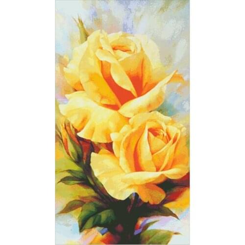 Two-yellow roses cross stitch package bloom 18ct 14ct 11ct cloth cotton thread embroidery DIY handmade needlework