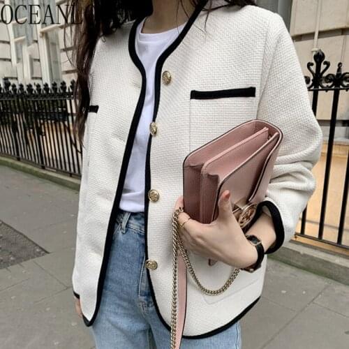 OCEANLOVE Korean Chic Chaqueta Mujer Office Lady Contrast Color Vintage Women Jackets Autumn Ins Fashion Elegant Veste Femme
