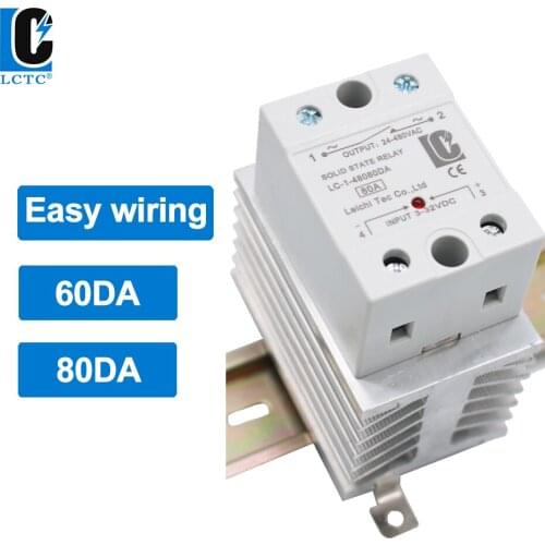 New Type 60DA 80DA Heat Sink SSR DC To AC Single Phase Solid State Relay