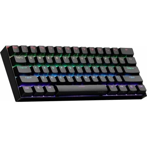 ANNE PRO 2 61 Keys PBT Keycaps 60% Wired / Wireless RGB Backlit Programmable Mechanical Keyboard - Black (Gateron Red Switch)