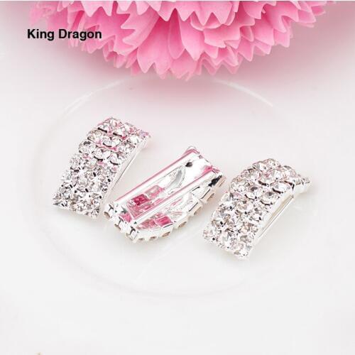 New Arrival Crystal Rhinestone Buckle Used On Invitation Ribbon Slider Wedding Accessories 8MM*16MM 10PCS/Lot KD544