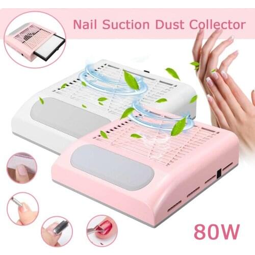RainSolid Nail Dust Collector 80W Vacuum Cleaner Manicure Machine With Filter Strong Power Art Tool Free Delivery