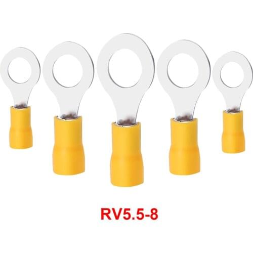 RV5.5-8 Yellow Ring insulated terminal 20PCS/Pack cable Crimp Terminal suit 4-6mm2 Cable Wire Connector RV5.5-8 RV
