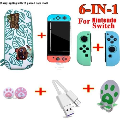 6 in 1 New Portable Animal Crossing Storage Bag For Nintend Switch NS Console Case Carrying Travel Bag Game Accessories