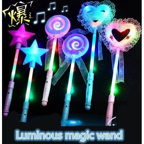 Glow in the Dark Toys Star fluorescent rod Heart-shaped Princess Luminous Magic Wand Fairy Wand Concert Props Party Decoration