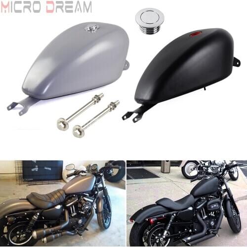 Gray / Black 3.3 Gallon EFI Gas Tank Fuel Tank w/ Caps For Harley Sportster XL 883 1200 Super Low Custom Forty-Eight 2004-2006