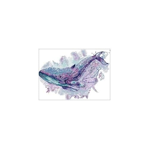 TOP cross stitch Authentic Egyptian cotton self matching needleless printing kit Lanarte Panna - aquamarine blue whale