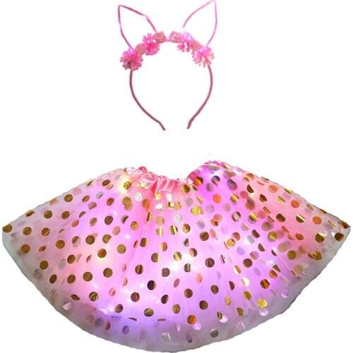 Women Girls LED Glow Light Up Tutu Skirt Ear Headband Flower Fancy Dress Wedding Birthday Neon Party Bunny Rabbit Costume